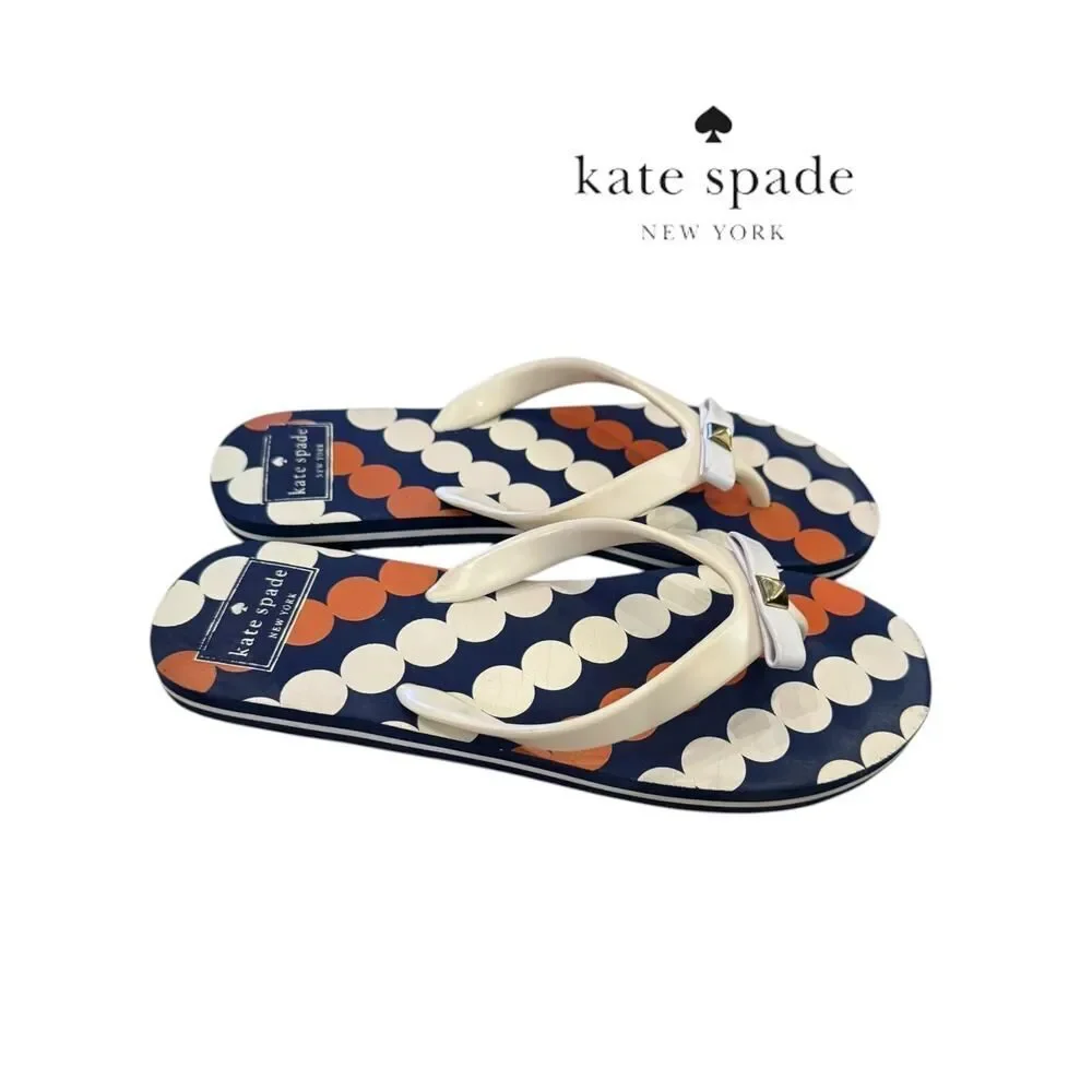 Kate Spade New York Bow Polka Dot Thong Flip Flops Sandals 5-6